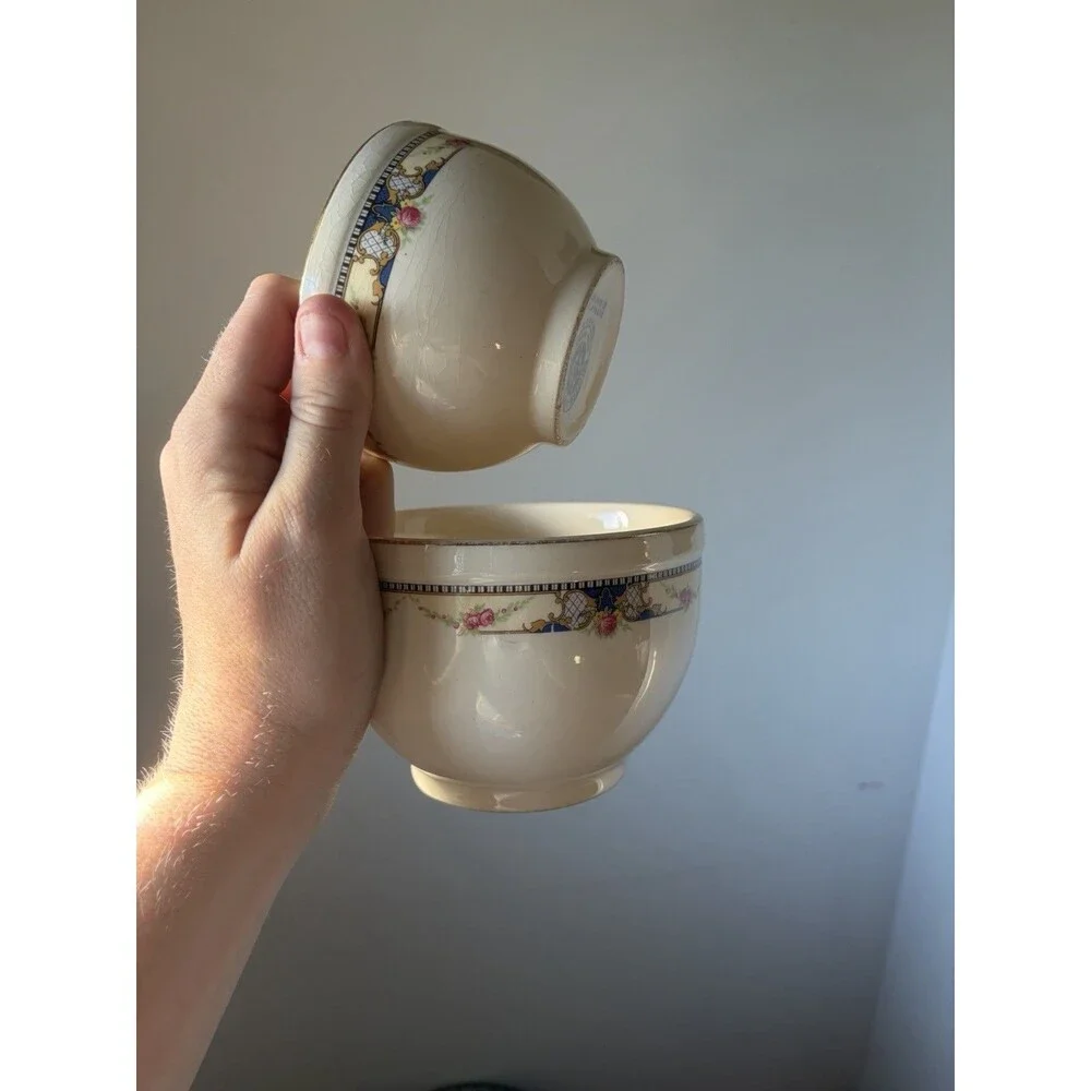 Universal Cambridge 2pc Ivory Floral Ceramic Bowls
